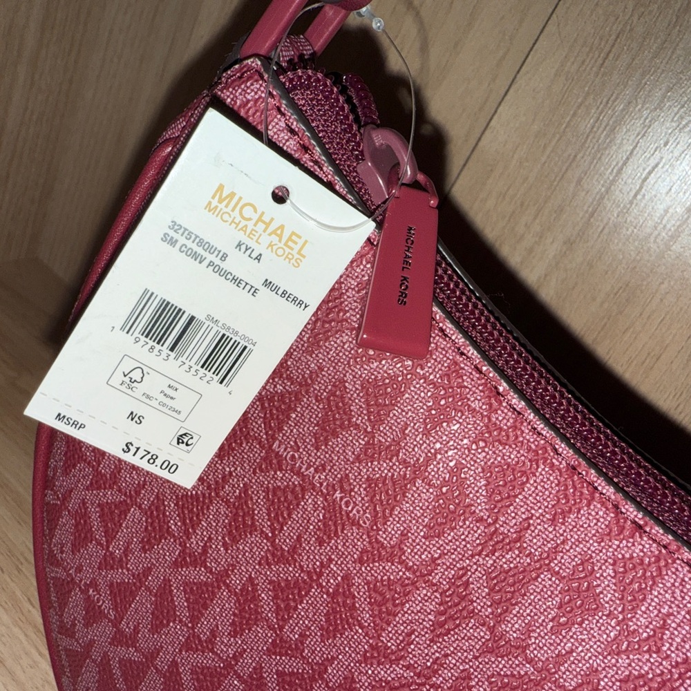Michael Kors Small Pouchette shoulder crossbody bag in Mulberry (Burgundy) - Picture 4 of 11